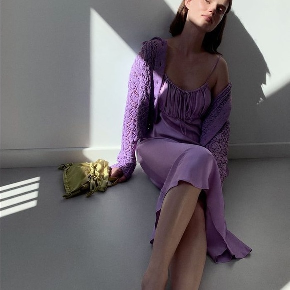 Textured Knit Sweater Cardigan lilac - Picture 10 of 11